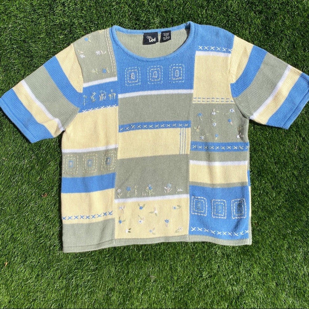 2/$15!! Short sleeve patched sweater!!